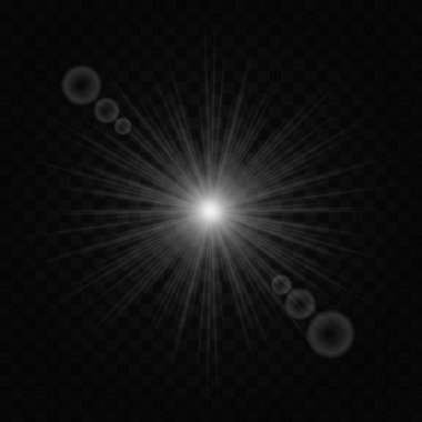Şeffaf arkaplanda izole edilmiş parlak beyaz yıldız patlaması. Keskin ışınlarla dışa ve daireye doğru yayılan parlak enerji patlaması. Soyut ışık efekti, festival ya da patlayıcı grafikler için mükemmel.