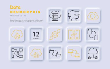 Veri simgesi belirlendi. Bulut deposu, veri değişimi, eşzamanlama, sunucu, ağ, dosya transferi, yedekleme sistemi, dijital iletişim, bulut bağlantısı, veri akışı.