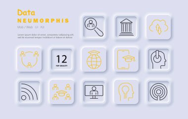 Veri simgesi belirlendi. İnsanlar, arama, eğitim, bilgi paylaşımı, bulut yüklemesi, ağ bağlantısı, sanal toplantı, kablosuz, takım çalışması, dijital öğrenme, sistem