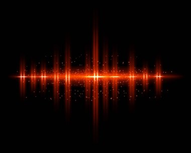 Parlayan parçacık ve kirişlerle parıldayan parlak kırmızı bir ışık. Peri tozunun parıldayan parçacıkları. Sihirli kavram. Işığın yansıması. Soyut Noel arkaplanı. Alan arkaplanı.