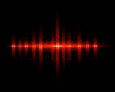 Parlayan parçacık ve kirişlerle parıldayan parlak kırmızı bir ışık. Peri tozunun parıldayan parçacıkları. Sihirli kavram. Işığın yansıması. Soyut Noel arkaplanı. Alan arkaplanı.