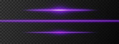 Mor ışıklı ışın ışını. Keskin bir yatay ışın yansıması. Bilim kurgu tasarımları, ışık geçişleri, ya da gelecekteki etkiler. Parlak ışık çizgileri ve neon efektler. Dinamik parlayan duvar kağıdı arkaplanı