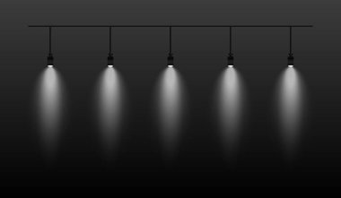 Raylardan sarkan beyaz spot ışıkları. Yumuşak parıltı aşağıya doğru aydınlatarak modern bir ışıklandırma efekti yaratıyor. Sahne ışıklandırması, sergiler ve iç tasarımlar için ideal. Sahne ışığı