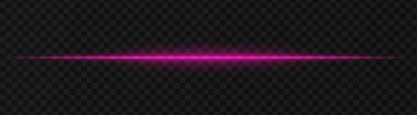 Şeffaf bir arkaplan üzerinde yoğun mor yatay ışık efekti, bilim kurgu temaları, dijital tasarım unsurları veya gelecekteki görsel efektler için ideal.