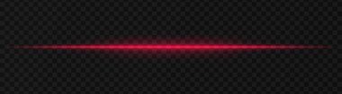 Şeffaf bir arkaplan üzerinde yoğun kırmızı yatay ışık efekti, bilim kurgu temaları, dijital tasarım unsurları veya gelecekteki görsel efektler için ideal.
