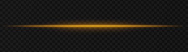 Şeffaf bir arkaplan üzerinde yoğun altın yatay ışık efekti, bilim kurgu temaları, dijital tasarım unsurları veya gelecekteki görsel efektler için ideal.