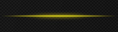 Şeffaf bir arkaplan üzerinde yoğun altın yatay ışık efekti, bilim kurgu temaları, dijital tasarım unsurları veya gelecekteki görsel efektler için ideal.