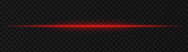 Şeffaf bir arkaplan üzerinde yoğun kırmızı yatay ışık efekti, bilim kurgu temaları, dijital tasarım unsurları veya gelecekteki görsel efektler için ideal.