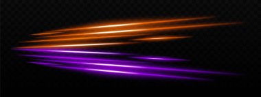 Dinamik bilim kurgu efektleri, hız veya hareket tasarımı için ideal, koyu arkaplan üzerinde canlı kırmızı ve mor ışık çizgileri.