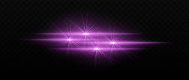 Parlak mor ışık huzmeleri, yıldızımsı patlamalar ve ışık saçan parıltılar. Yatay ışık çizgileri ve koyu arkaplanda parlar, canlı bir aydınlatma etkisi yaratır.
