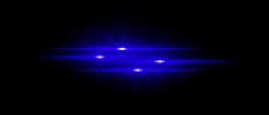 Parlak mavi ışık huzmeleri, yıldızımsı patlamalar ve ışık saçan ışıltılar. Yatay ışık çizgileri ve koyu arkaplanda parlar, canlı bir aydınlatma etkisi yaratır.