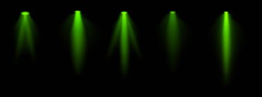 Yeşil spot ışığı ayarlandı. Çoklu odaklı kirişler, tavana monte edilmiş ışıklandırma, parlak beyaz parıltı, sahne aydınlatma, modern ışıklandırma tasarımı, minimalist dekor, profesyonel dekor