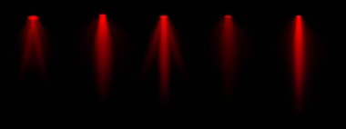 Kırmızı spot ışıkları ayarlandı. Çoklu odaklı kirişler, tavana monte edilmiş ışıklandırma, parlak beyaz parıltı, sahne aydınlatma, modern ışıklandırma tasarımı, minimalist dekor, profesyonel dekor