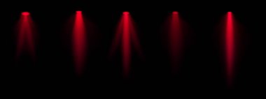 Kırmızı spot ışıkları ayarlandı. Çoklu odaklı kirişler, tavana monte edilmiş ışıklandırma, parlak beyaz parıltı, sahne aydınlatma, modern ışıklandırma tasarımı, minimalist dekor, profesyonel dekor