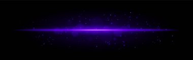 Mor parlak çizgi ikonu. Canlı yatay ışın, aydınlatma parçacıkları, soyut ışık efekti, fütürist enerji, minimalist dekor, dinamik modern tasarım, radyan görsel