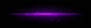 Mor parlak çizgi ikonu. Canlı yatay ışın, aydınlatma parçacıkları, soyut ışık efekti, fütürist enerji, minimalist dekor, dinamik modern tasarım, radyan görsel