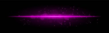 Mor parlak çizgi ikonu. Canlı yatay ışın, aydınlatma parçacıkları, soyut ışık efekti, fütürist enerji, minimalist dekor, dinamik modern tasarım, radyan görsel