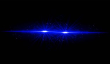 Çift Mavi Yıldız Patlaması. Parlak kesişen ışınlar, parlayan parçacıklar, ışıldayan ışık efektleri, sıcak aydınlatma, soyut aydınlatma tasarımı, fütüristik enerji, dekoratif görseller