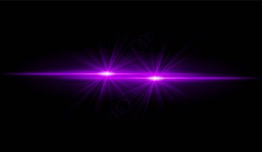 Çift mor yıldız patlaması. Parlak kesişen ışınlar, parlayan parçacıklar, ışıldayan ışık efektleri, sıcak aydınlatma, soyut aydınlatma tasarımı, fütüristik enerji, dekoratif görseller