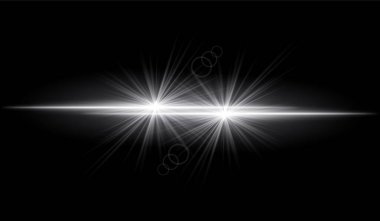 Çift beyaz yıldız patlaması. Parlak kesişen ışınlar, parlayan parçacıklar, ışıldayan ışık efektleri, sıcak aydınlatma, soyut aydınlatma tasarımı, fütüristik enerji, dekoratif görseller