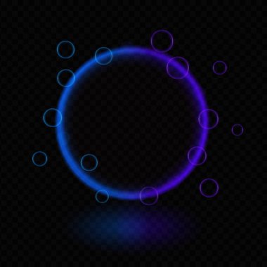 Neon gradyan sihirli halka. Parlayan çok renkli halka, gelecekteki ışık efektleri, ışın, yansıma, kabarcıklar, bilim-kurgu enerjisi, ışık halkası, teknoloji çerçevesi, canlı ışık, dijital arayüz