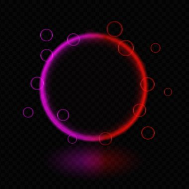 Neon gradyan sihirli halka. Parlayan çok renkli halka, gelecekteki ışık efektleri, ışın, yansıma, kabarcıklar, bilim-kurgu enerjisi, ışık halkası, teknoloji çerçevesi, canlı ışık, dijital arayüz