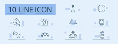 Petrol ve gaz endüstrisi ikon oluşturdu. Petrol platformu, rafineri, boru hattı, depolama tankı, valf, sondaj, bakım, yakıt dağıtıcısı, dolar, avro.
