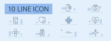 Sağlık hizmetlerinin temel gereksinimleri simgeyi belirler. Mobil sağlık, ilaç şişesi, ilk yardım, kalp atışı, haç, sağlık kiti, şişe, kalp atışı monitörü, çapraz tasarım