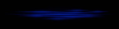 Gerçekçi mavi ışık siyah arka planda hareket bulanıklığı ile çizgiler çizer. Fütürist enerji ışınları, hız efekti, neon ışığı, bilim kurgu siber tasarımı.