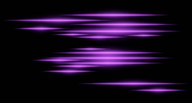 Siyah arka planda parlayan mor ışık çizgileri. Yatay neon ışınları, gelecekteki enerji ve dijital ivmeyi temsil eden yüksek hızlı bir hareket etkisi yaratır. Bilim kurgu, siber, soyut tasarım.