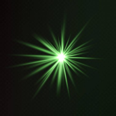 Koyu bir arka planda parlayan yeşil ışık efekti. Işıldayan ışınlar parlak bir parlaklık yaratır, enerjiyi, aydınlanmayı ve geleceksel tasarımı sembolize eder. Bilim kurgu, dijital efektler, soyut temalar