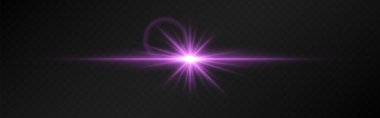Koyu şeffaf bir arkaplanda ışıldayan ışıltılı parlak pembe mercek. Yatay ışıltı etkisi aydınlanma, enerji ve gelecek tasarımı sembolize eder. Bilim kurgu, dijital efektler, soyut temalar