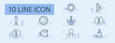 DNA bilimi ikonu oluşturdu. DNA, molekül, hücre, beyin, doktor, mikroskop, tehlike, kalkan, eller, virüs. Tıp, laboratuvar, bilim, araştırma, genom