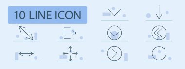 Ok yönleri simge ayarlandı. Navigasyon, köşegen, sol, sağ, dön, ileri, çıkış, indirme, yön, hareket, etkileşim