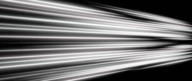 Monokrom hareket ışını. Beyaz yatay çizgiler parlak hız efekti ve yüksek kontrast ile katmanlı dijital akış yayar.