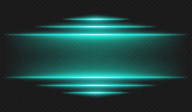 Fütürist ışıltı. Koyu arkaplanda parlak kenarlı yatay mavi ışık ışınları dijital temalar ve sanal ortamlar için yüksek teknoloji arayüzü veya bilim kurgu UI çerçevesi oluşturur.