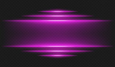Fütürist ışıltı. Yatay menekşe ışınları merkezden yayılarak UI, arayüz, enerji veya siber tema için neon renk şeması oluşturur.