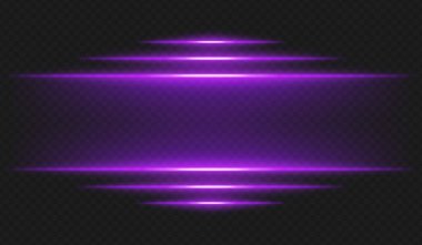 Fütürist ışıltı. Yatay menekşe ışınları merkezden yayılarak UI, arayüz, enerji veya siber tema için neon renk şeması oluşturur.