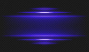 Fütürist ışıltı. Yatay mavi ışınlar merkezden yayılarak UI, arayüz, enerji veya siber tema için neon renk şeması oluşturur.