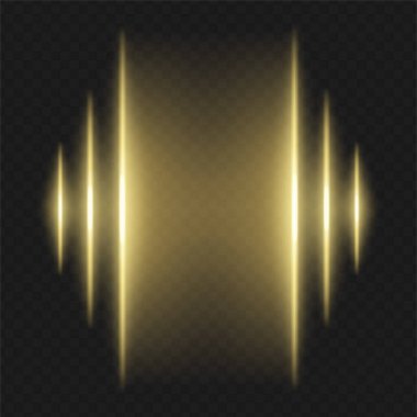 Soundwave. Sarı dikey sivri uçlar siyaha parlıyor, aynalı ses sinyali ya da ekolayzır çizelgesi efekti yaratıyor, müziğe ya da ses görselleştirmesine benziyor.