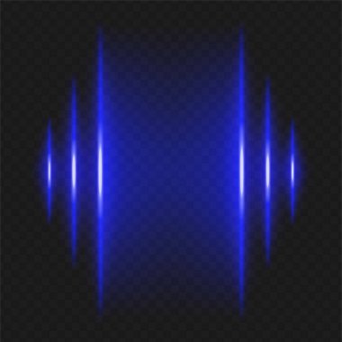 Soundwave. Siyahın üzerinde beyaz dikey çıkıntılar parlıyor, aynalı ses sinyali ya da eşitleyici çizelge efekti yaratıyor, müziğe ya da ses görselleştirmesine benziyor.