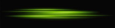Yeşil parlayan çizgiler karanlığa karışıyor, ışık saçan bir hız etkisi ve dijital hareket çizgisi yaratıyor..