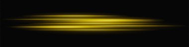 Sarı parıldayan çizgiler karanlığa karışıp, ışık saçan bir hız efekti ve dijital hareket çizgisi oluşturur..