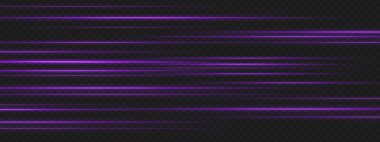 Koyu arkaplanda sıralanmış çoklu mor çizgiler bilim kurgu UI elementleri için yüksek hız hareketi ve sinyal yoğunluğunu simüle eder.