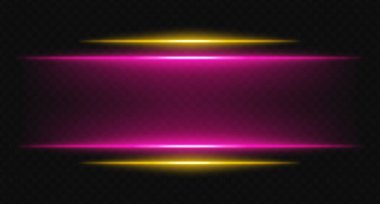 Şeffaf arkaplanda kırmızı ve sarı yatay ışınlar. Parlak katmanlı ışıklar dijital HUD, bilim kurgu UI kenarlıkları ve görsel aksanlar için mükemmeldir..