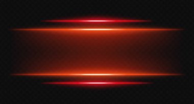 Şeffaf arkaplanda turuncu ve kırmızı parlak yatay kirişler. Parlak katmanlı ışıklar dijital HUD, bilim kurgu UI kenarlıkları ve görsel aksanlar için mükemmeldir..