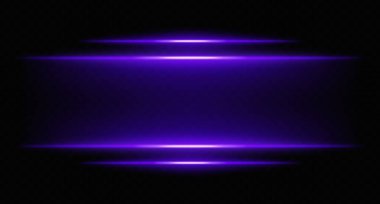 Katmanlı bulanık ve parlayan parlak mor neon ışıklar. Bilim kurgu arayüzleri, HUD kenarlıkları ve dijital tasarım çerçeveleri için fütürist parlak çubuklar.