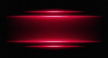 Katmanlı bulanık ve parlayan parlak kırmızı neon ışıklar. Bilim kurgu arayüzleri, HUD kenarlıkları ve dijital tasarım çerçeveleri için fütürist parlak çubuklar.