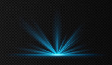 Parlak ışınlar ve yer yansıması ile mavi spot ışıkları patladı. Ödül sahneleri, kutlama efektleri veya konser görselleri için şeffaf sahne ışıklandırması.