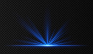 Parlak ışınlar ve yer yansıması ile mavi spot ışıkları patladı. Ödül sahneleri, kutlama efektleri veya konser görselleri için şeffaf sahne ışıklandırması.